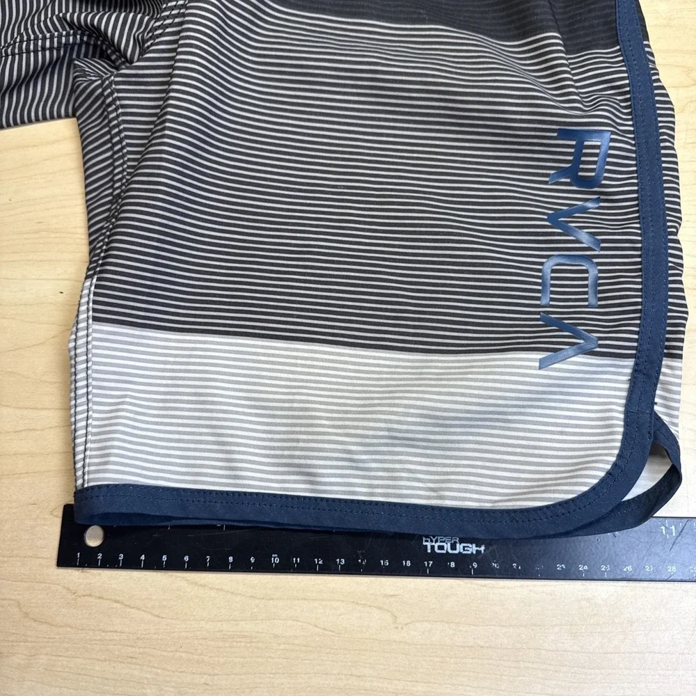 RVCA men's Board Shorts Size 32 Blue / Cream With Stripes